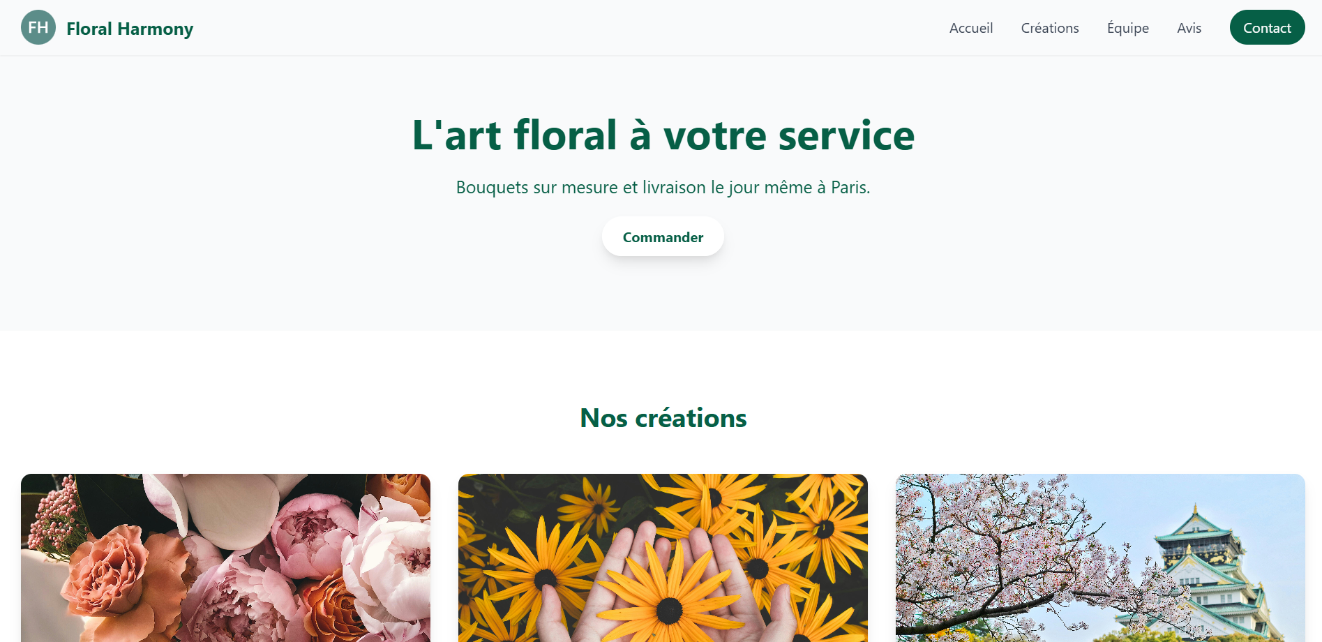 Site web Fleuriste Floral Harmony